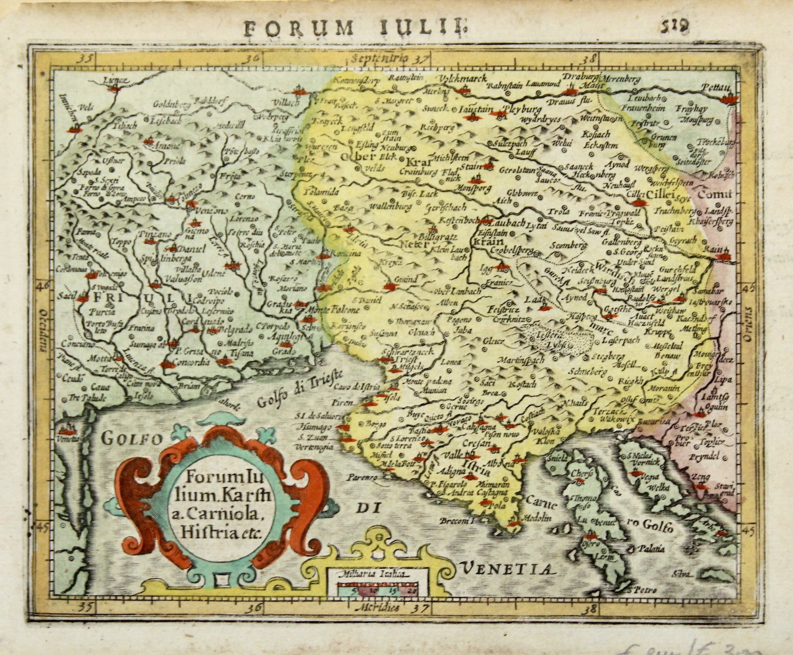 Antica cartina del Friuli e dell'Istria